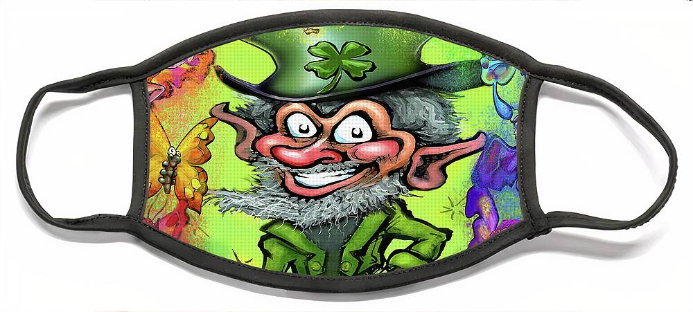 Leprechaun Face Mask featuring the digital art Leprechaun with Rainbow of Pixies by Kevin Middleton