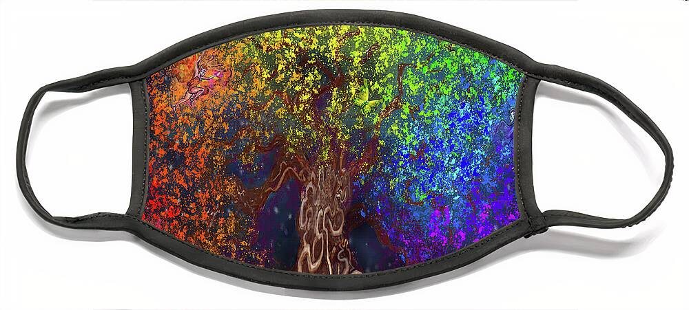 Rainbow Face Mask featuring the digital art Rainbow Tree of Life by Kevin Middleton