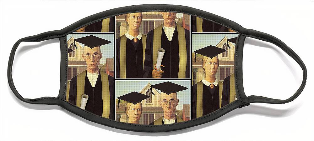 Grant Wood Face Mask featuring the painting Adult Graduates by Gravityx9 Designs