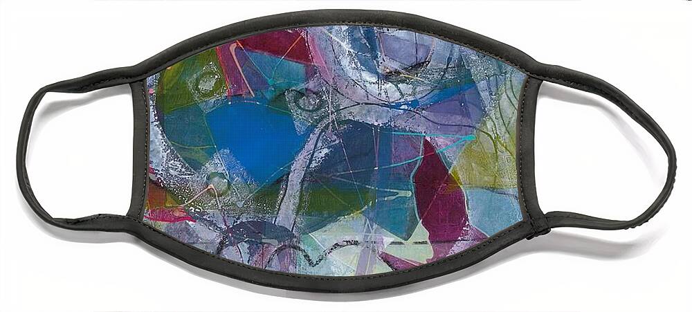 Colorful Abstract Face Mask featuring the painting As The Crow Flies FM by Anne Hanley