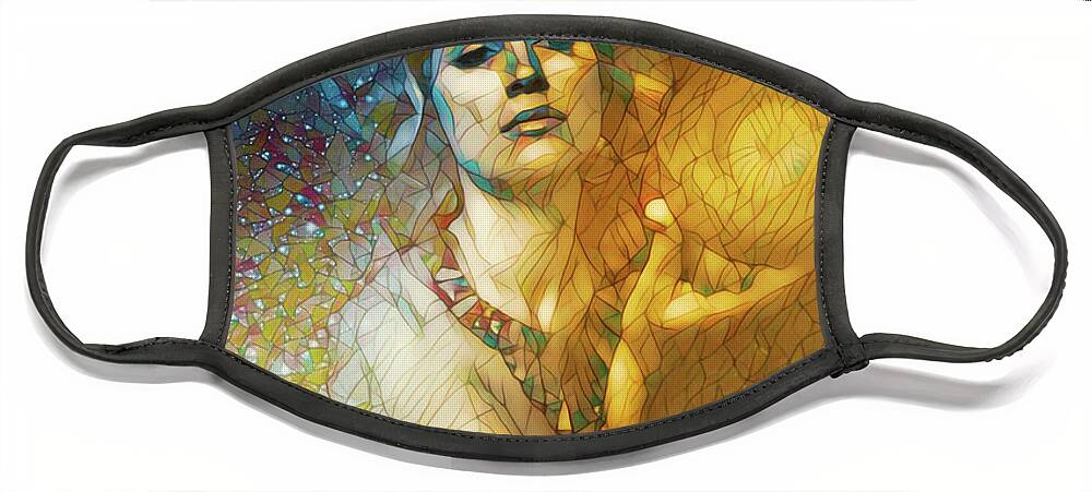 Dark Face Mask featuring the digital art Ascension Stained Glass by Recreating Creation