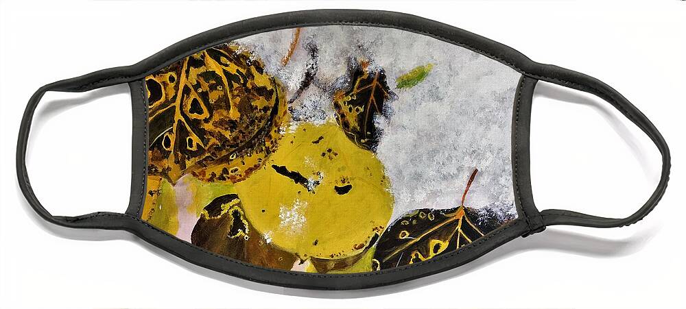 Aspen Face Mask featuring the painting Aspen Winter Leaves by Julie Wittwer