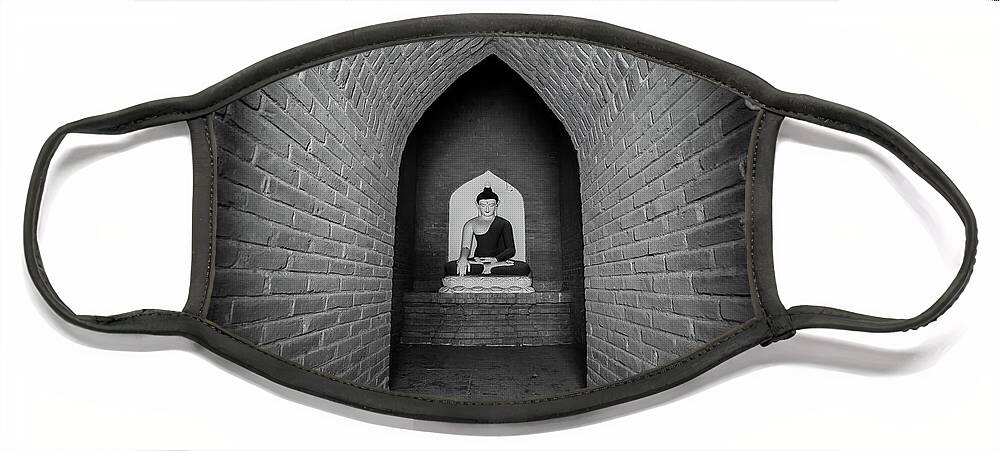 Birman Face Mask featuring the photograph At the end of the tunnel... Buddha by Lie Yim