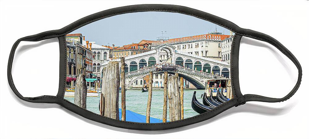 Venice Face Mask featuring the photograph At The Rialto by Marla Brown