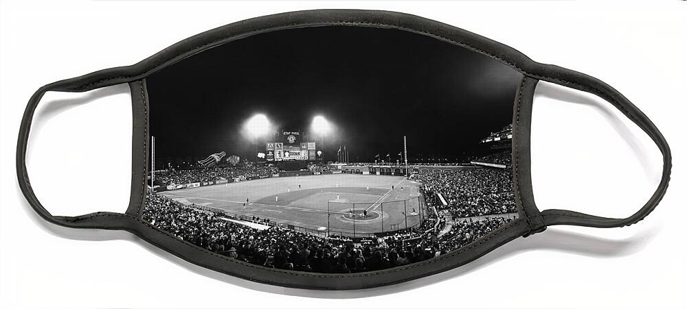 San Francisco Face Mask featuring the photograph ATT Park B-W Night Game by Paul Plaine