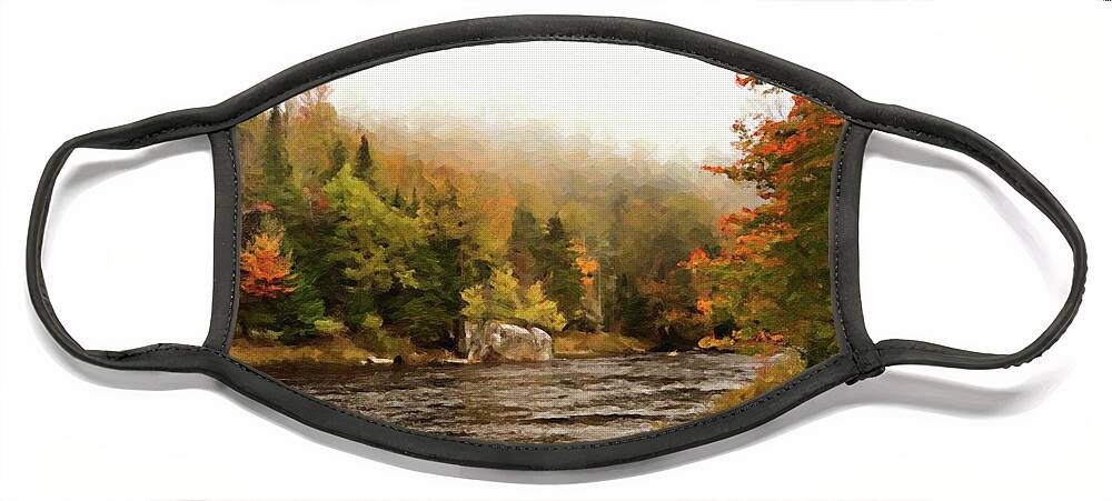 River Face Mask featuring the photograph Ausable River In Lake Placid Painting by Carolyn Ann Ryan