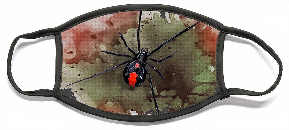 Art Face Mask featuring the painting Australian Redback Spider by Simon Read