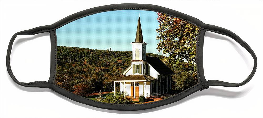 Table Rock Lake Face Mask featuring the photograph Autumn Chapel by Lens Art Photography By Larry Trager