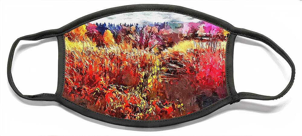 Autumn Face Mask featuring the mixed media Autumn Field by Christopher Reed