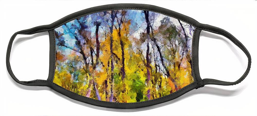 Trees Face Mask featuring the mixed media Autumn in the Park by Christopher Reed