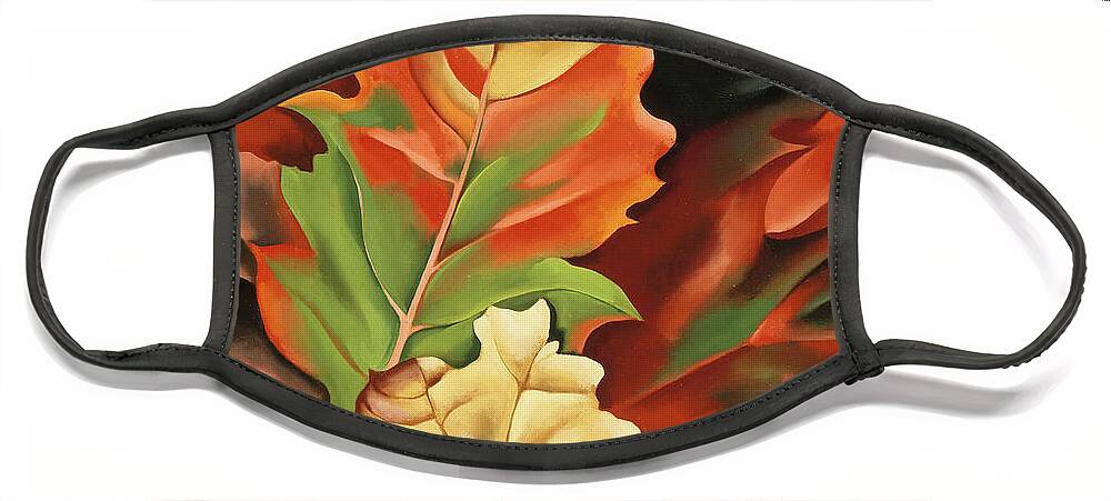 Georgia O'keeffe Face Mask featuring the painting Autumn leaves, Lake George, NY - modernist nature pattern painting by Georgia O'Keeffe