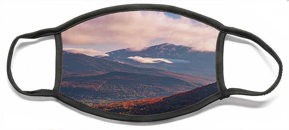 New Hampshire Face Mask featuring the photograph Autumn Morning In The Zealand Valley by Jeff Sinon