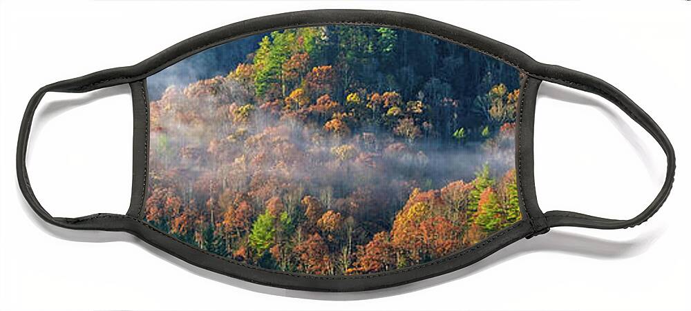 Autumn Face Mask featuring the photograph Autumn Morning Mist by Monroe Payne