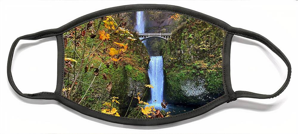 Multnomah Falls Face Mask featuring the photograph Autumn Multnomah Falls by Jeanette French