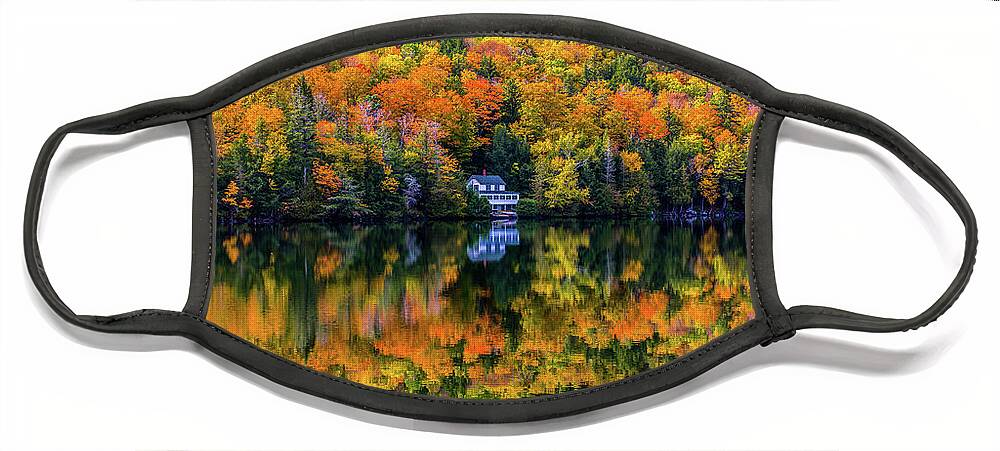 Autumn In New England Face Mask featuring the photograph Autumn reflections in Vermont by Scenic Vermont Photography