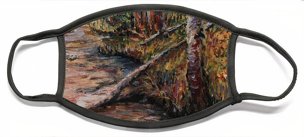 Landscape Face Mask featuring the painting Autumn Reflections by Nadine Rippelmeyer