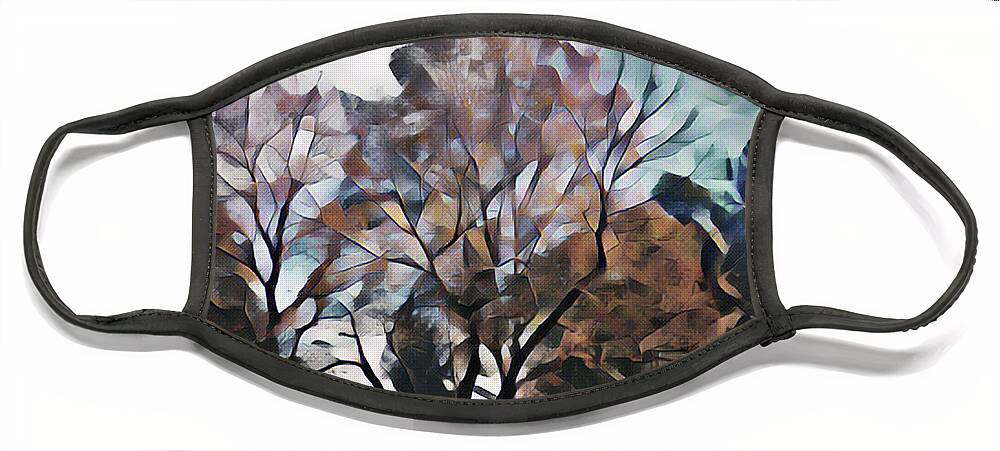 Autumn Face Mask featuring the mixed media Autumn Skyline by Christopher Reed