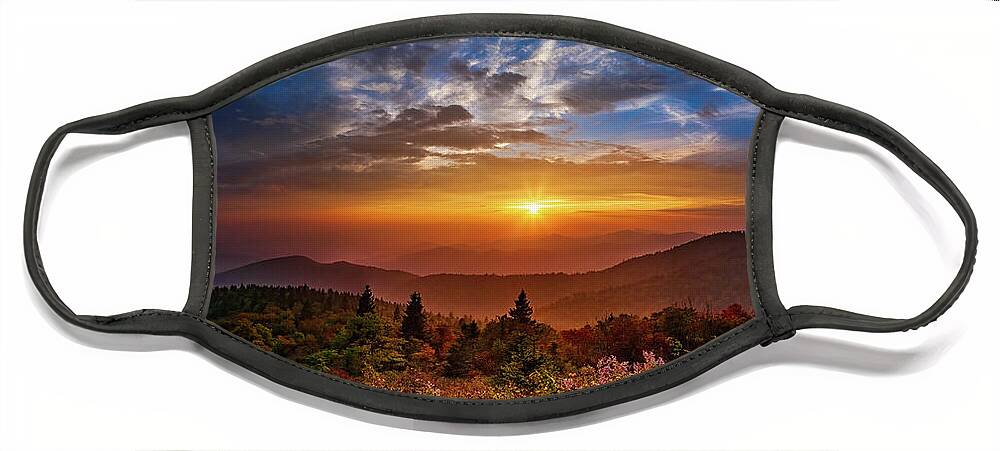 Autumn Face Mask featuring the photograph Autumn Sunset Serenity Panorama by Dan Carmichael