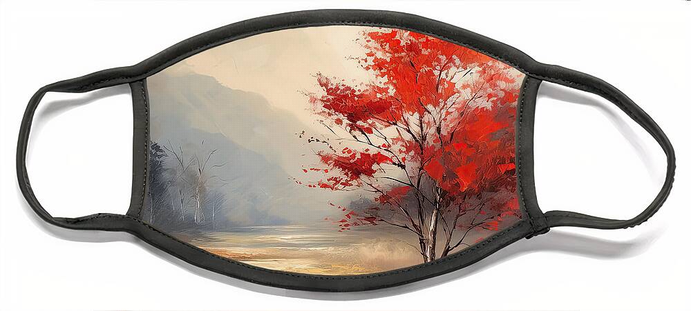 Yellow Face Mask featuring the painting Autumn Wonderland by Lourry Legarde