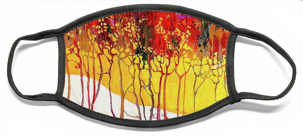 Abstract Face Mask featuring the digital art Autumns Last Mosaic - Abstract Contemporary Acrylic Painting by Sambel Pedes