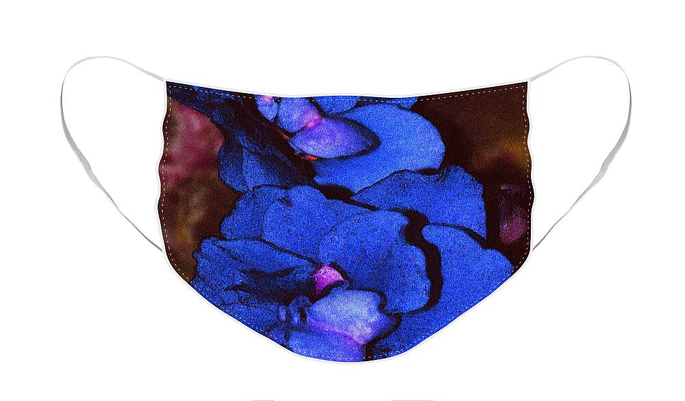 Blooms Face Mask featuring the digital art Blue Violets by Vallee Johnson