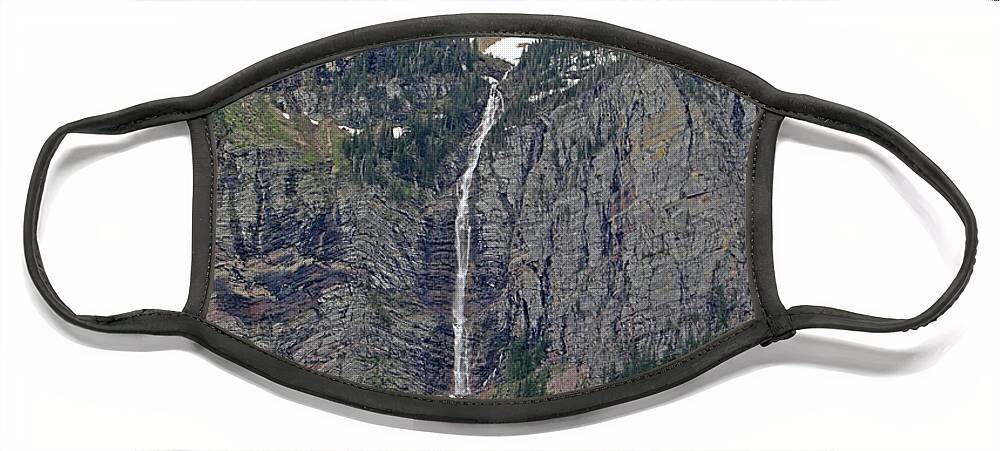 Avalanche Falls Face Mask featuring the photograph Avalanche Falls - Glacier National Park by Richard Krebs