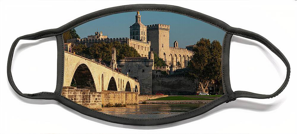 Avignon Face Mask featuring the photograph Avignon Bridge - Palace - Cathedral by Bob Phillips