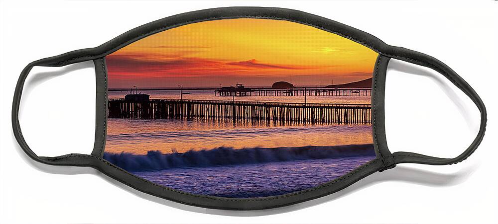 Sunset Face Mask featuring the photograph Avila Beach Pier At Sunset by Mimi Ditchie
