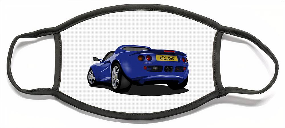 Sports Car Face Mask featuring the digital art Azure Blue S1 Series One Elise Classic Sports Car by Moospeed Art