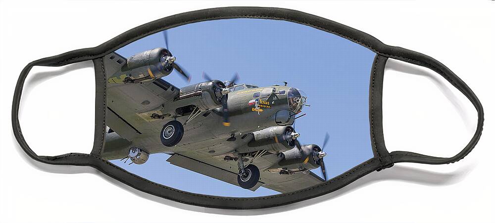 2021 Face Mask featuring the photograph B-17 Flying Fortress In Flight, close-up by Tim Stanley