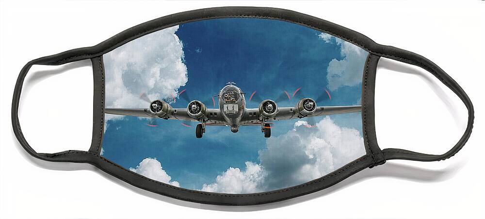 B-17 Face Mask featuring the digital art B-17 Mission Success by Glenn Holbrook