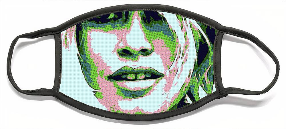 Brigitte Bardot Face Mask featuring the mixed media B B in her blues by Jayime Jean