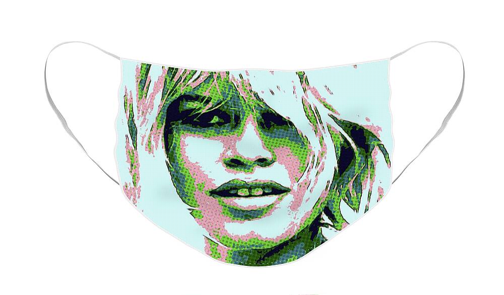 Brigitte Bardot Face Mask featuring the mixed media B B in her blues by Jayime Jean