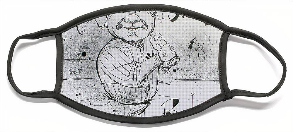  Face Mask featuring the drawing Babe Ruth by Phil Mckenney