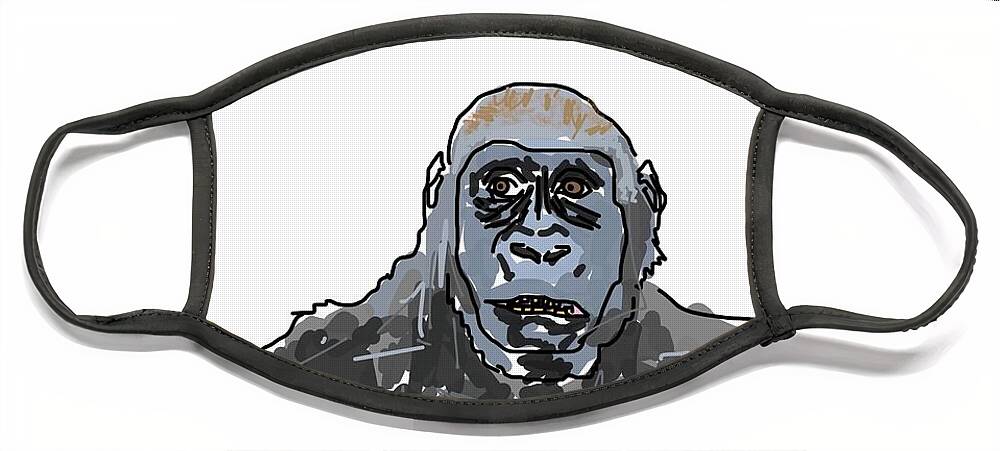  Face Mask featuring the painting Baby Gorrilla by Oriel Ceballos