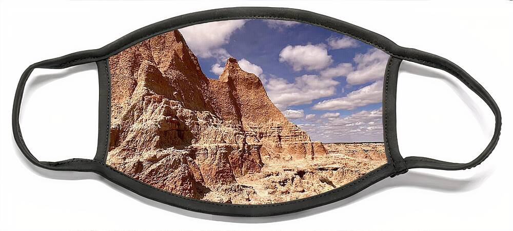 Badlands Face Mask featuring the photograph Badlands by Carolyn Mickulas