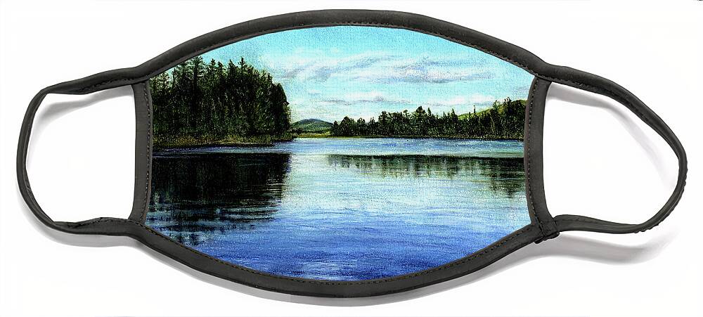 Maine Face Mask featuring the drawing Baker Pond by Shana Rowe Jackson