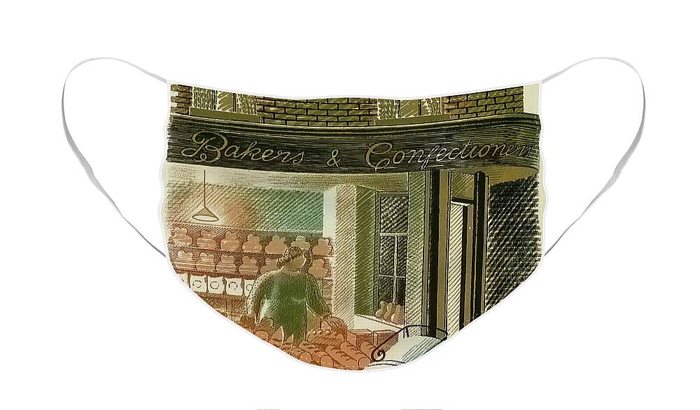 Bakery Face Mask featuring the photograph Bakers and Confectioners by Eric Ravilious by Jack Torcello