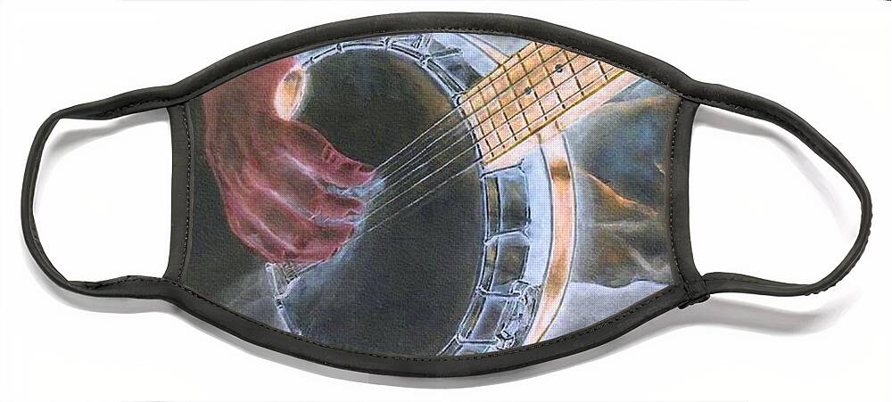 Banjo Face Mask featuring the digital art Banjo Player from the Past by Ronald Mills