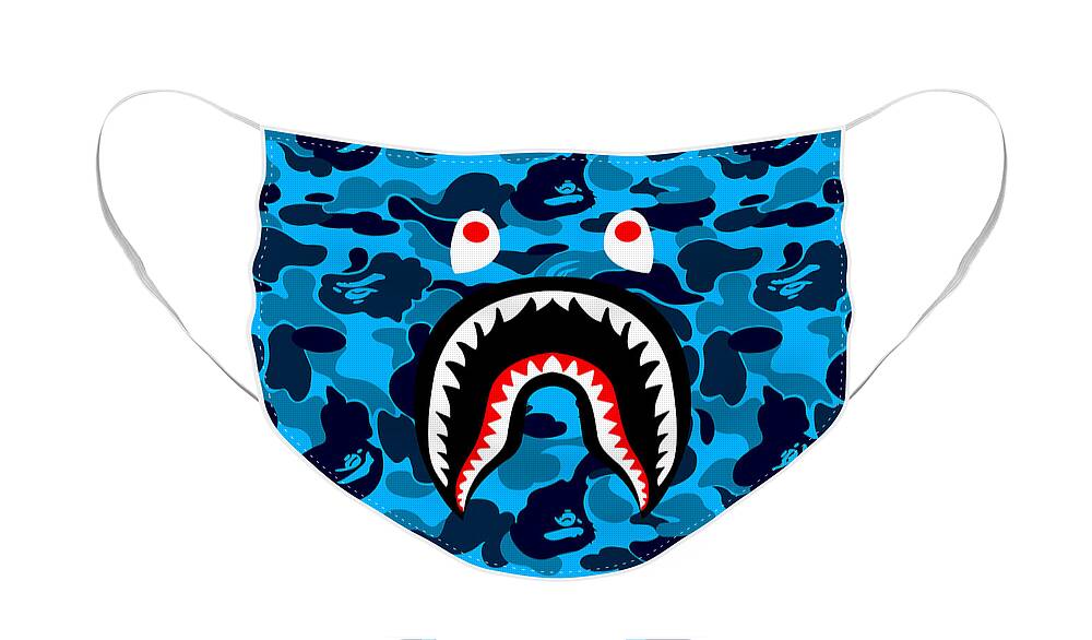 gezagvoerder vaak Afzonderlijk Bape Shark teeth camo blue Face Mask by Shezan Kiska - Fine Art America