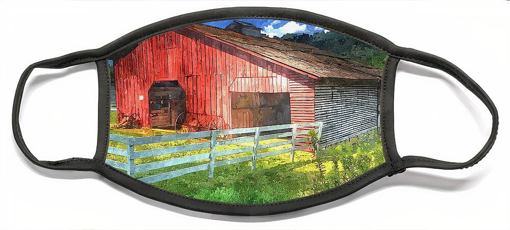 Paint9ing Face Mask featuring the painting Barn in Valle Crucis by Anthony M Davis