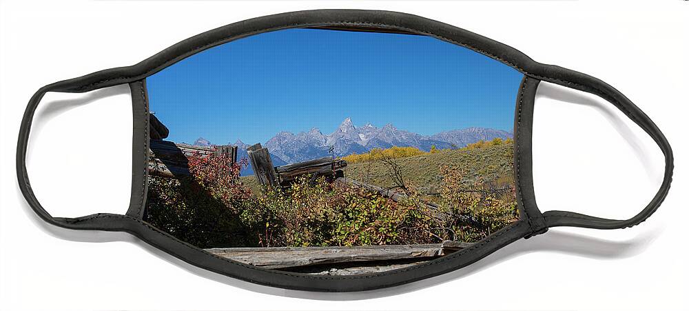 Barn Window Mountain View Face Mask featuring the photograph Barn Window Mountain View by Dan Sproul