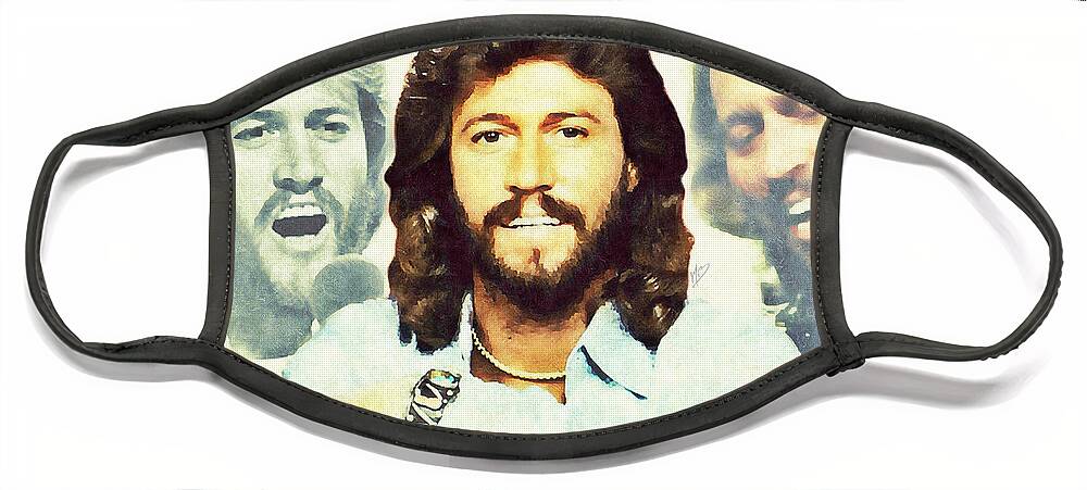 Bee Gees Face Mask featuring the painting Barry Gibb by Mark Baranowski