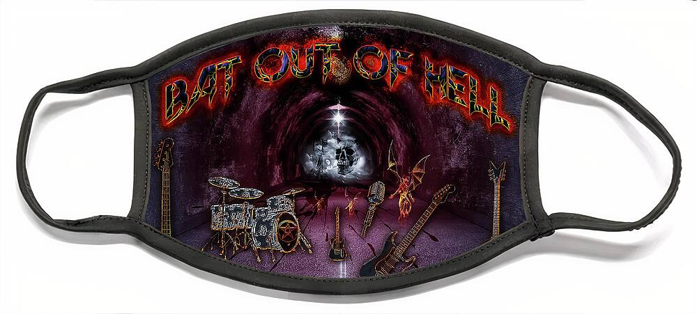 Bat Out Of Hell Face Mask featuring the digital art Bat Out Of Hell by Michael Damiani