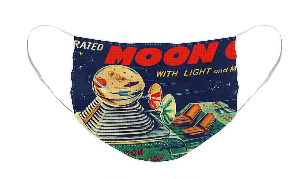 Vintage Toy Posters Face Mask featuring the drawing Battery Operated Moon Patrol XT-978 by Vintage Toy Posters