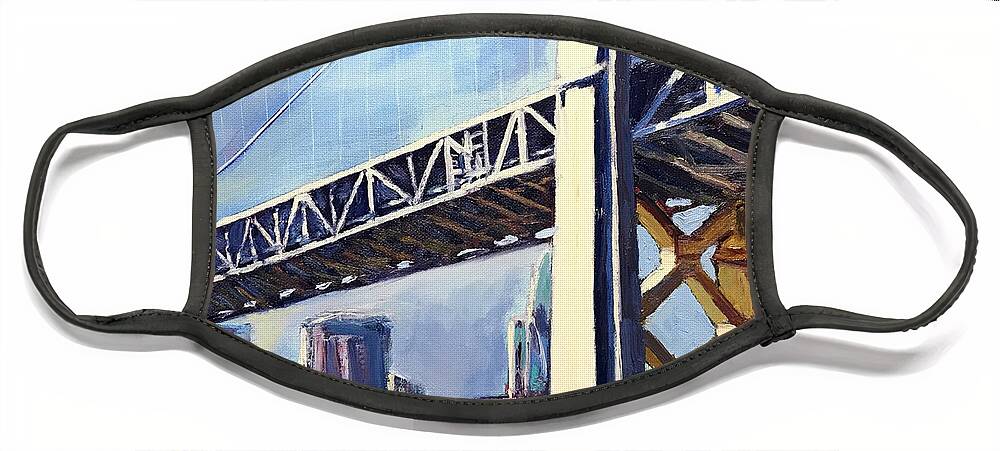 San Francisco Face Mask featuring the painting Bay Bridge - San Francisco by Shawn Smith