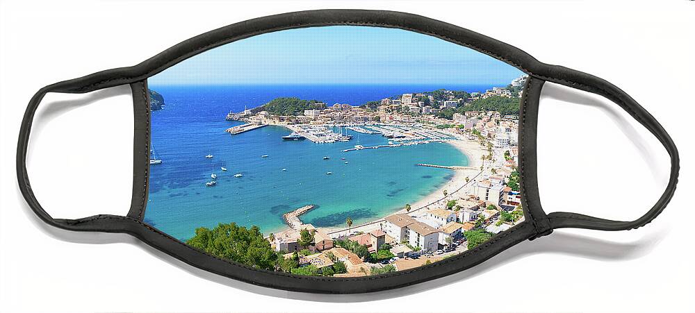 Port Face Mask featuring the photograph Bay of Port Soller by Anastasy Yarmolovich