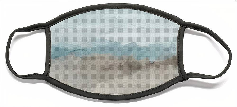 Sky Blue Face Mask featuring the painting Beach Day II by Rachel Elise