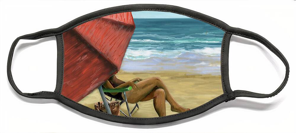 Beach Face Mask featuring the digital art Beach Day by Larry Whitler