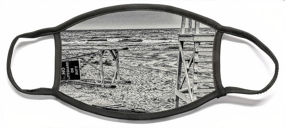 Painterly Face Mask featuring the photograph Beach is Closed by Jim Signorelli
